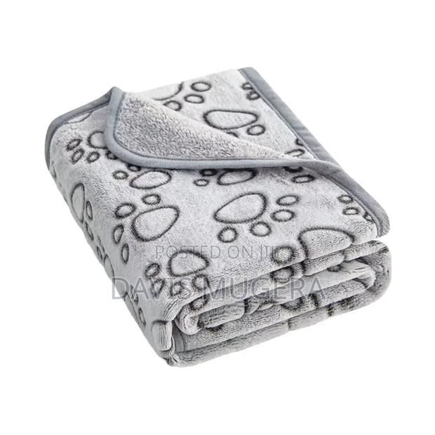 Pawprint Microplush Dog Cat Blanket, Grey - Large Size - main view