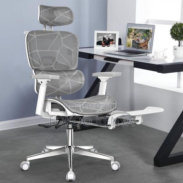 High Back Chair ; Othopedic White High Back Chair - main view