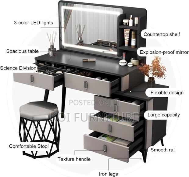 Dressers; Elegance Dressing Vanity Set With Lightings - thumbnail 5