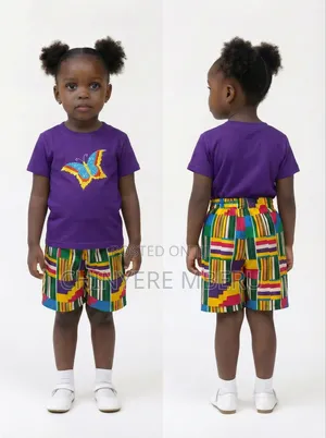 Butterfly Embroidered Girl's Shorts Set