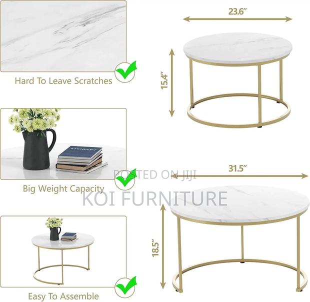 Coffee Table; Study Pair Marble Coffee Table - thumbnail 2