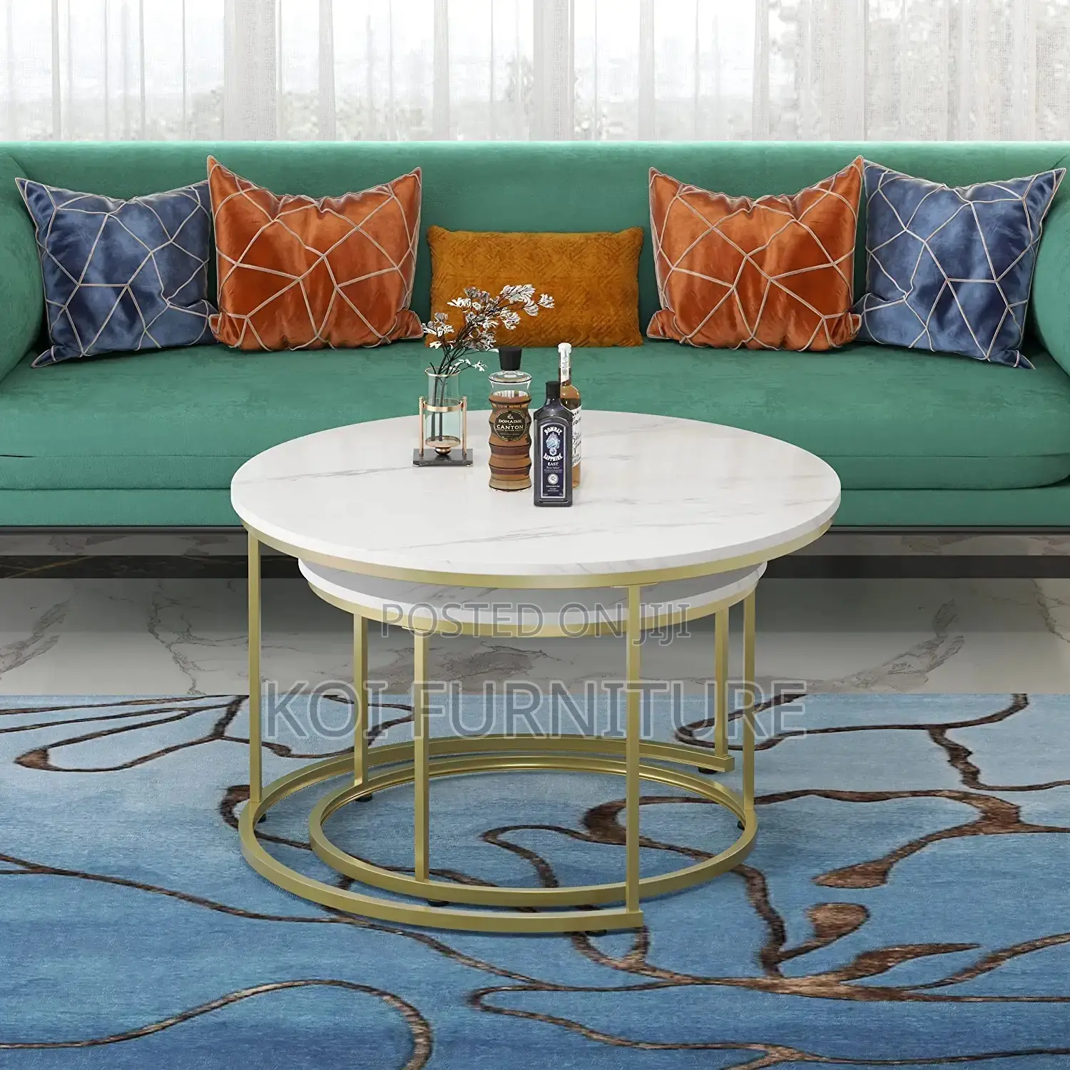 Coffee Table; Study Pair Marble Coffee Table