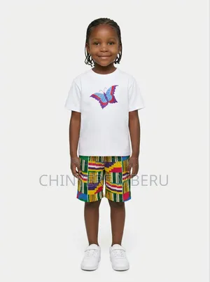 Butterfly Embroidered Girl's Shirt Shorts Set