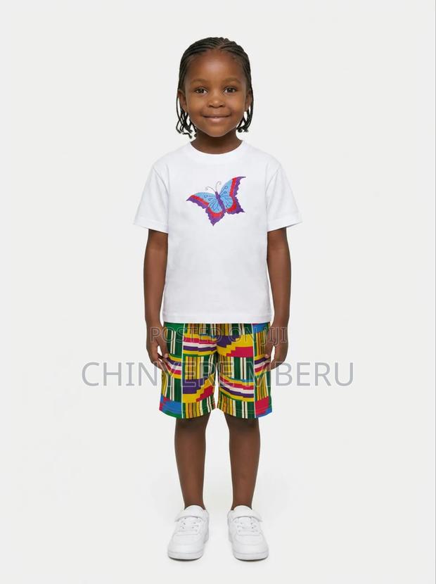 Butterfly Embroidered Girl's Shirt Shorts Set