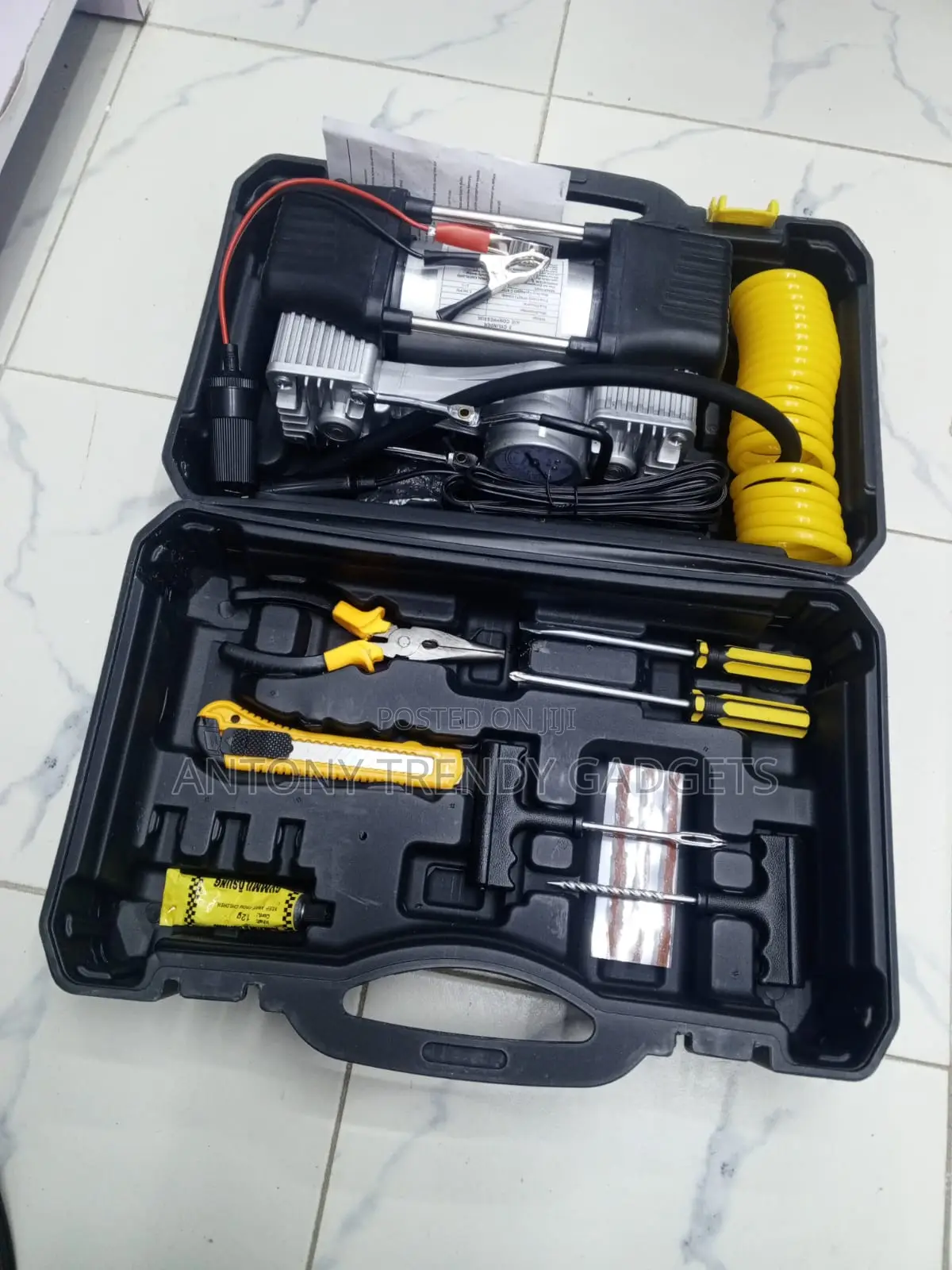 Portable 12v Dc Car Air Compressor Tire Pump Repair Tool Kit