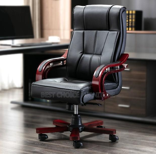 Office Chair; Executive Bliss Leather Office Chair With Fixed Armrest