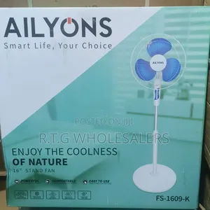 Ailyons 16′′ Standing Fan – Adjustable Height Quiet Motor