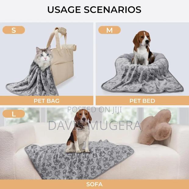 Polyester Microplush Dog Cat Blanket, Grey - Small (60cm×40cm) - thumbnail 4