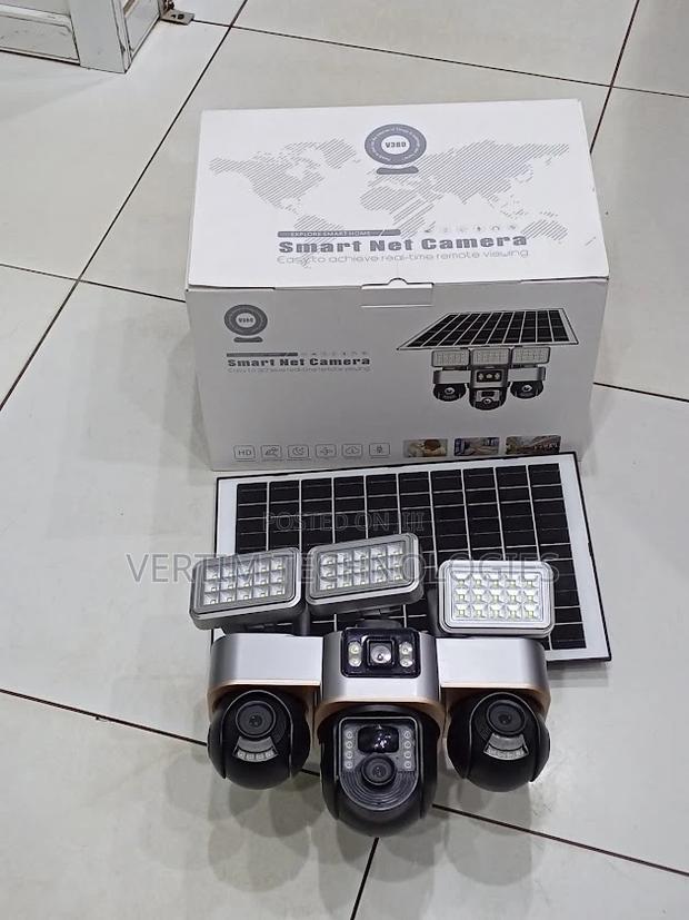 Colored Night Vision 12mp 4g Multiple Lens Camera Solar Floodlight