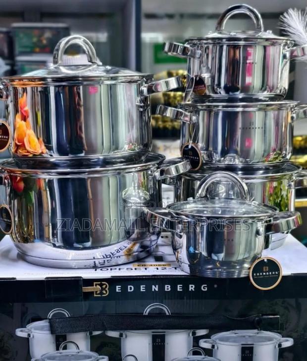 Edenberg Stainless Steel Sufuria Set – Code 4066 (1.5l–6.5l)