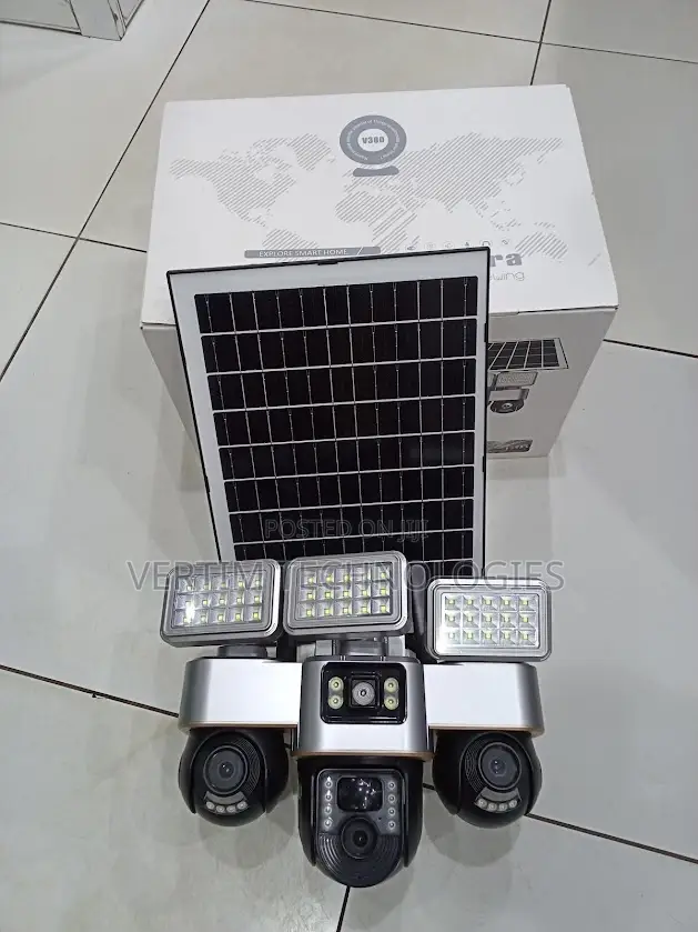 Smart Home Security 12mp 4g PTZ Multiple Lens Camera Solar Flood Light