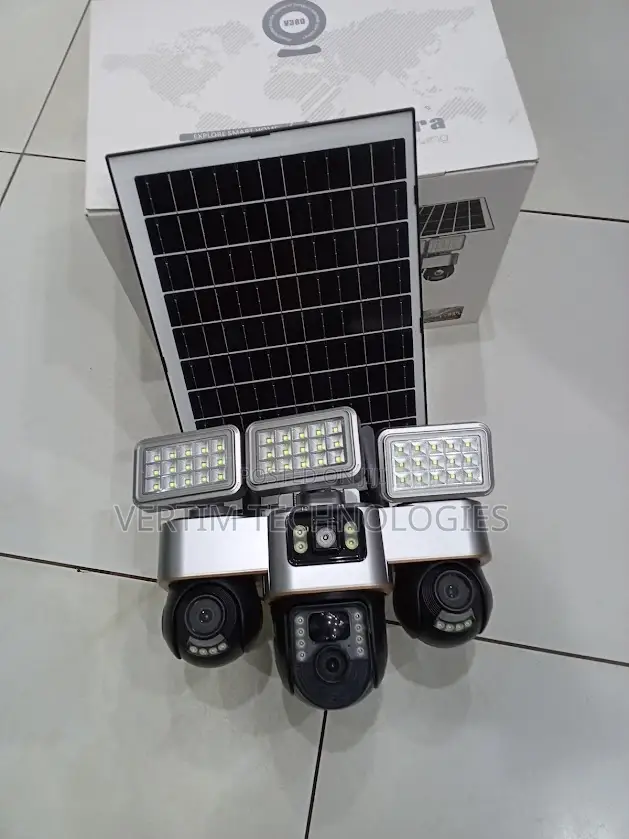 Heavy Duty 12mp 4g PTZ Multiple Lens Camera With Solar Flood Light