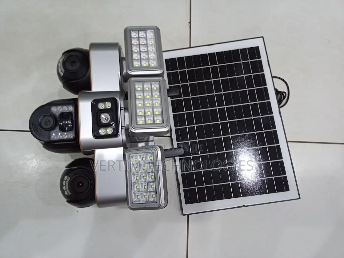 High Quality 12mp 4g PTZ Multiple Lens Camera With Solar Flood Light