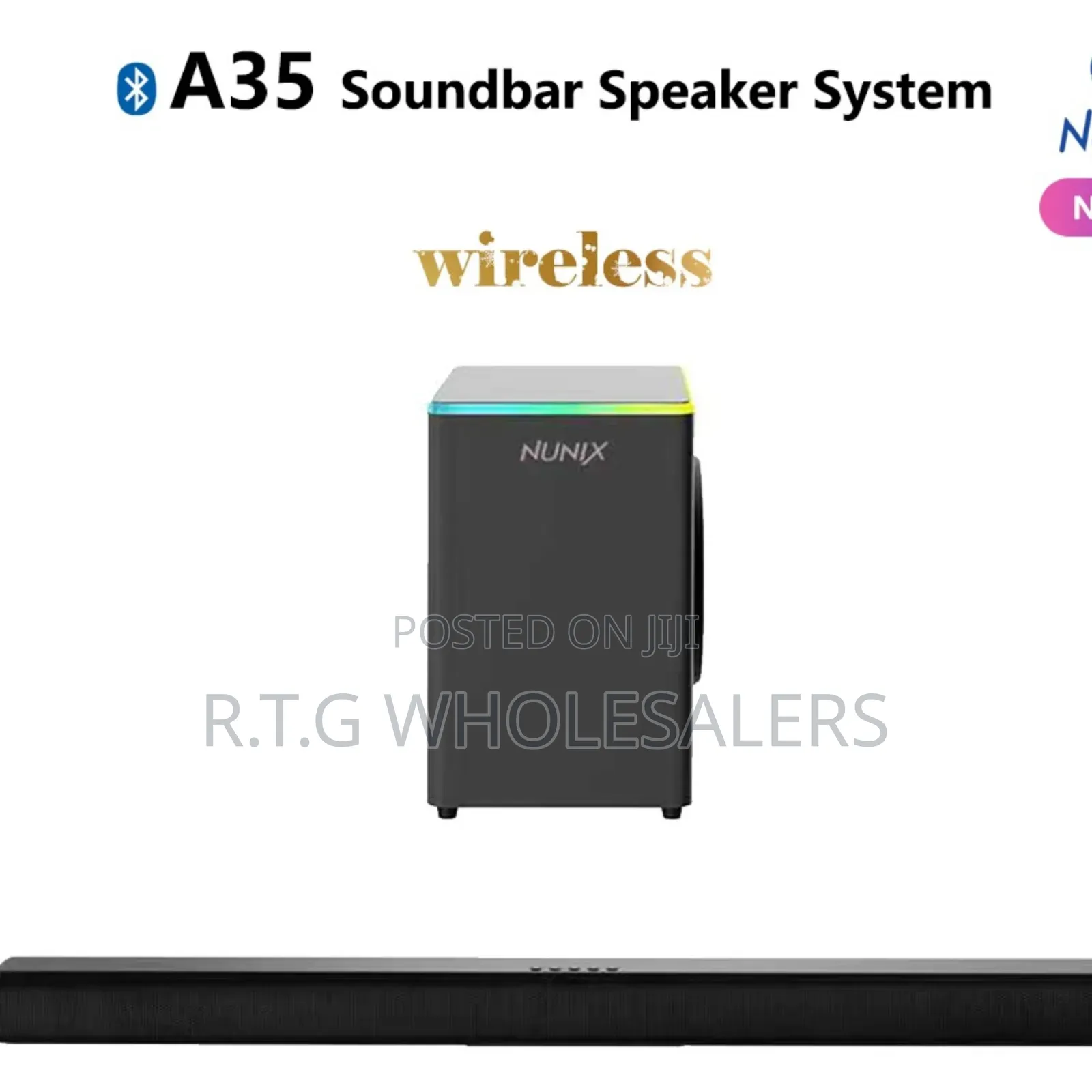 Nunix A35 2.1 Channel Wireless Soundbar Speaker System