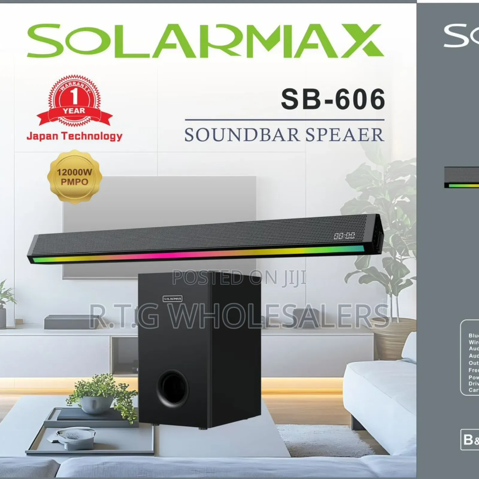 Solarmax 3.1 Channel Soundbar With Wireless Woofer Multimedia