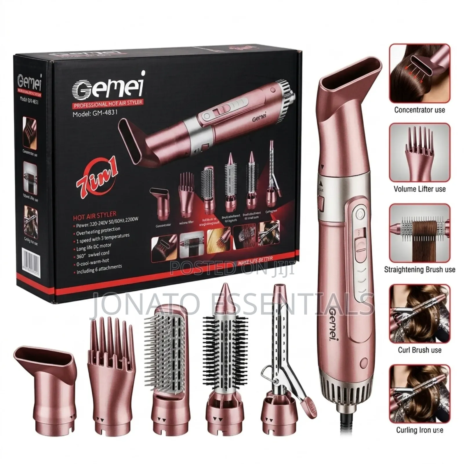 Gemei 7-in-1 Professional Hot Air Styler Hair Dryer Gm-4831