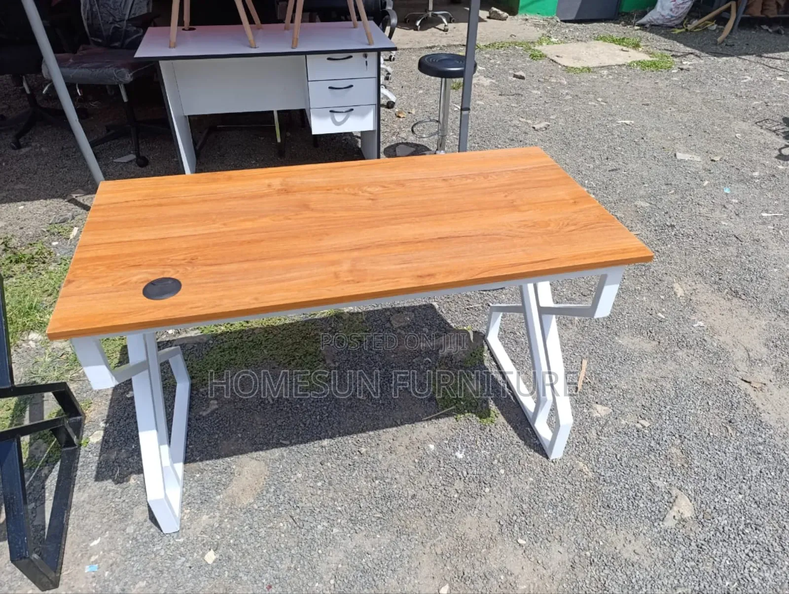 Study Desk With Metallic Frame