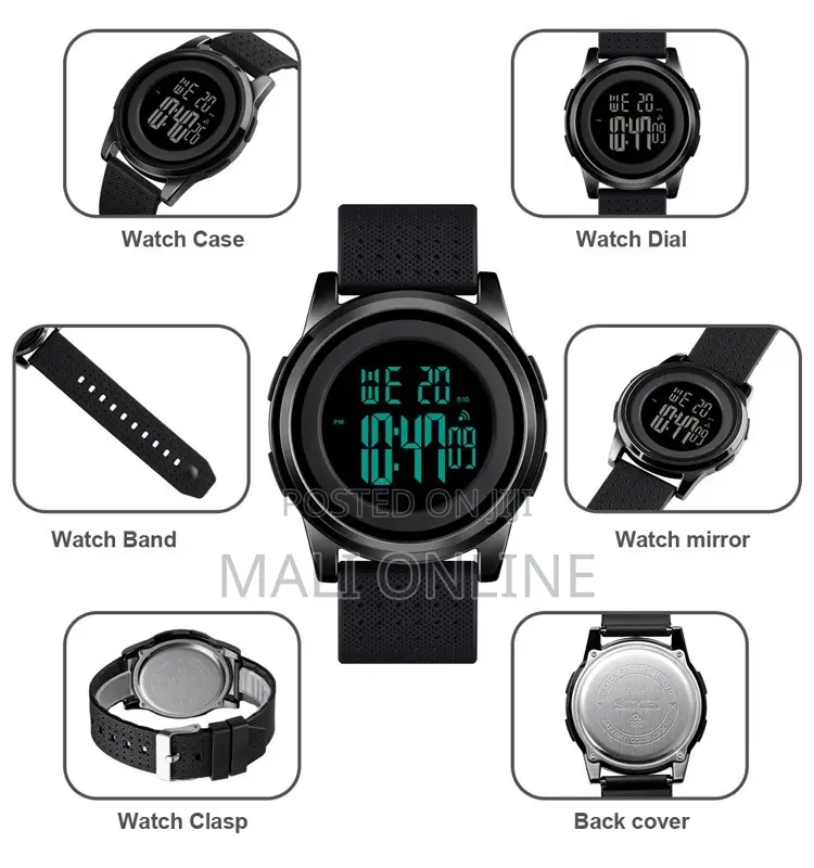 Skmei 1502 Men’S Digital Sports Watch 50m Waterproof Led Backlight