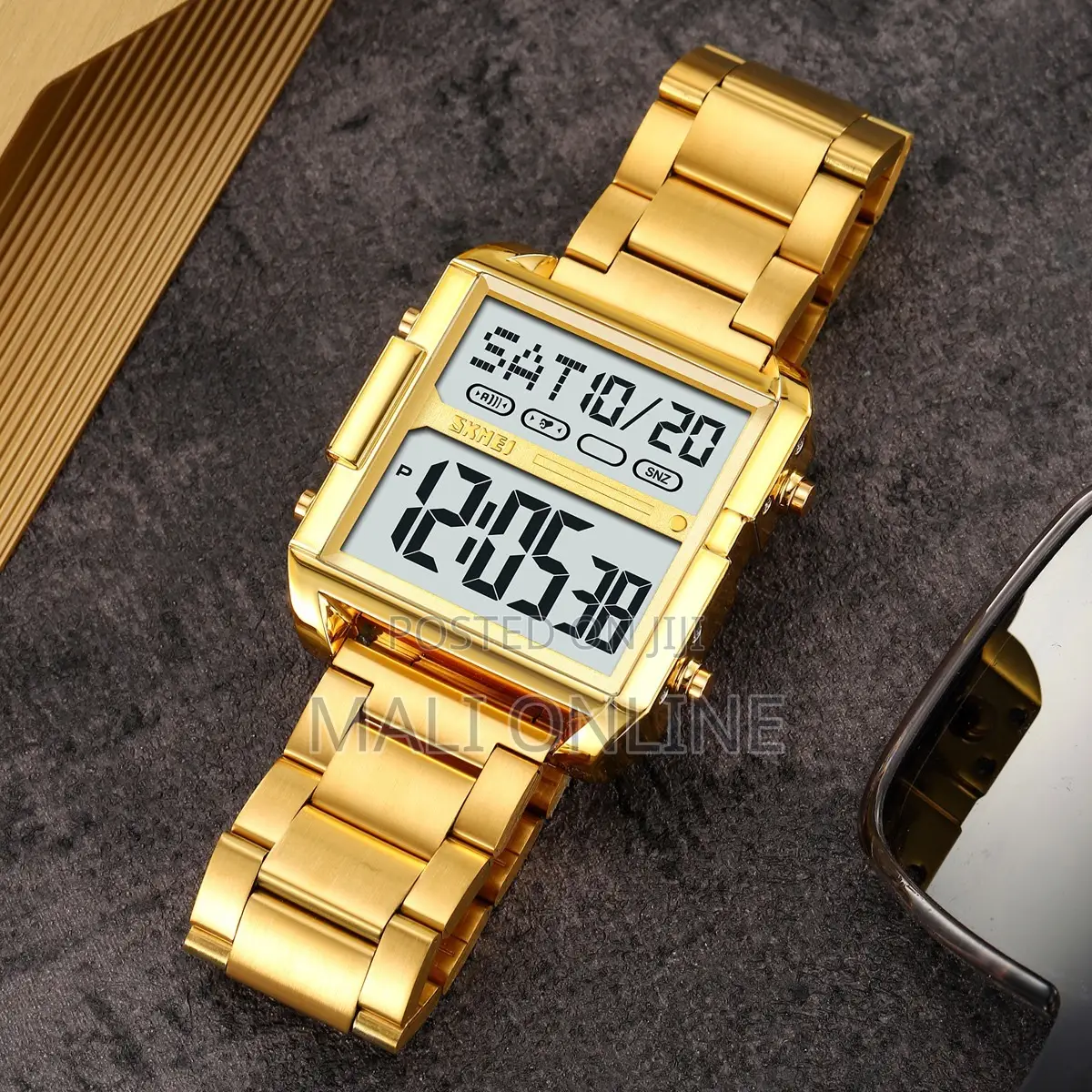 Skmei 2299 Men’S Digital Stainless Steel Watch Dual Time Waterproof