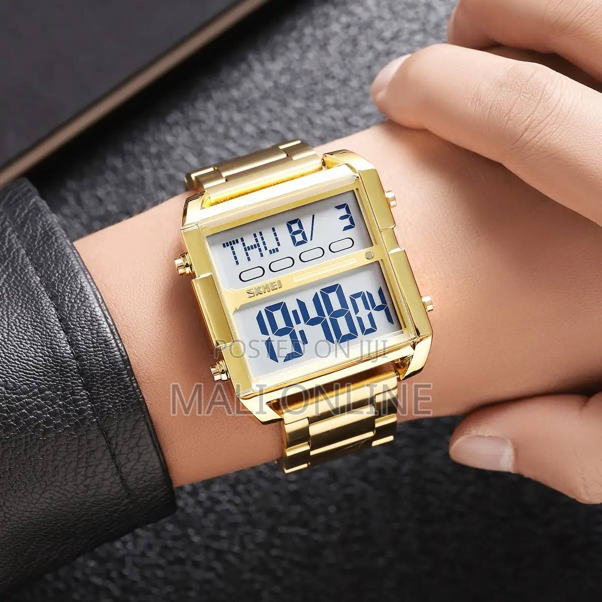 Skmei 2299 Men’S Digital Stainless Steel Watch Dual Time Waterproof