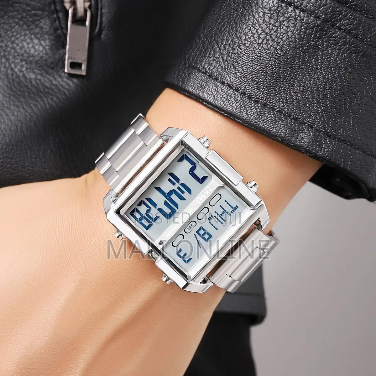 Skmei 2299 Men’S Digital Stainless Steel Watch Dual Time Waterproof