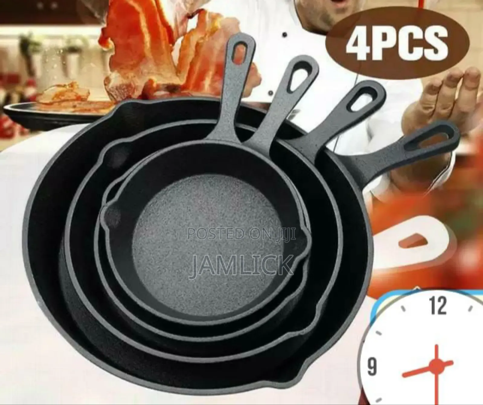 4pcs Cast Iron Frying Pan Set –Cr