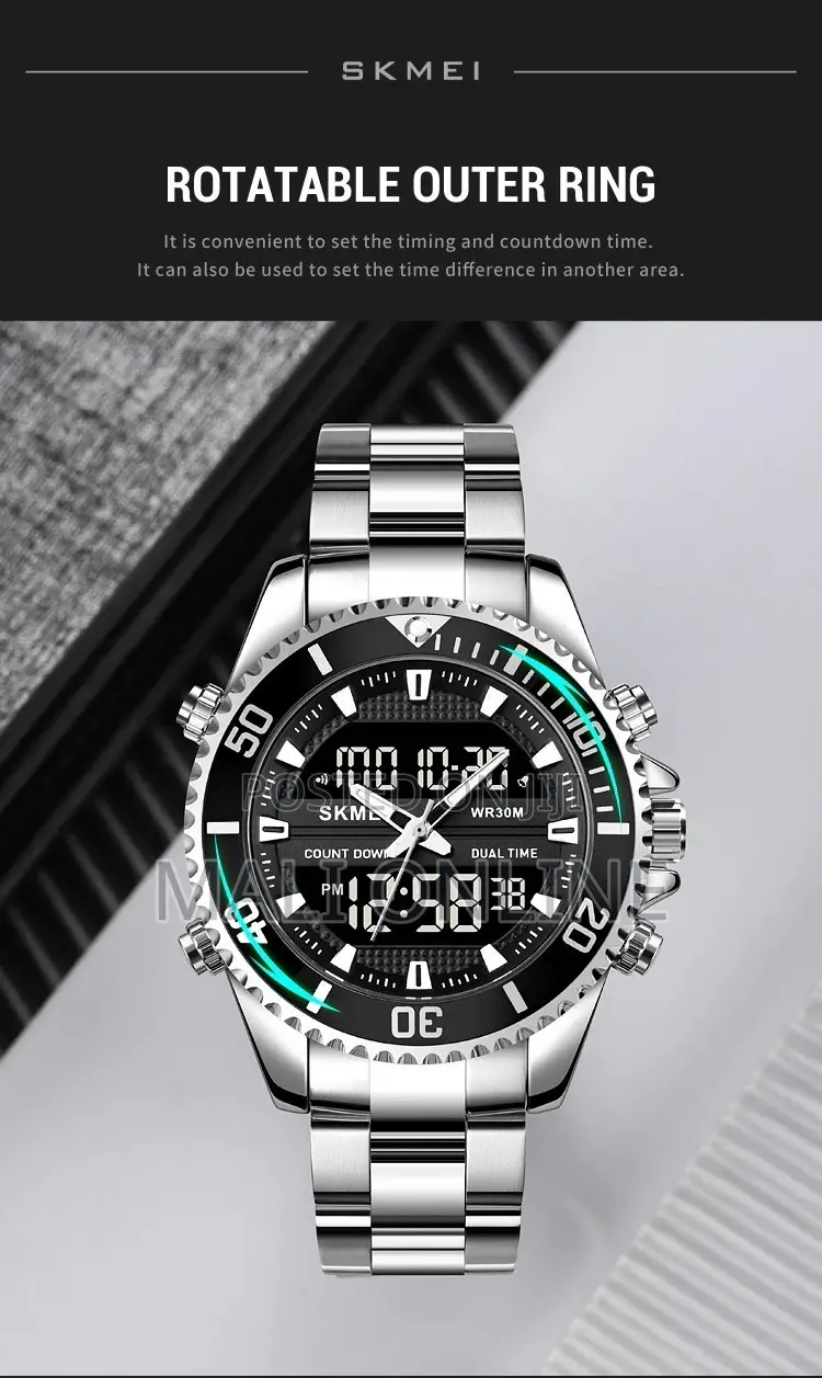 Skmei 1850 Men’S Digital Sports Watch Triple Time Dual Movement