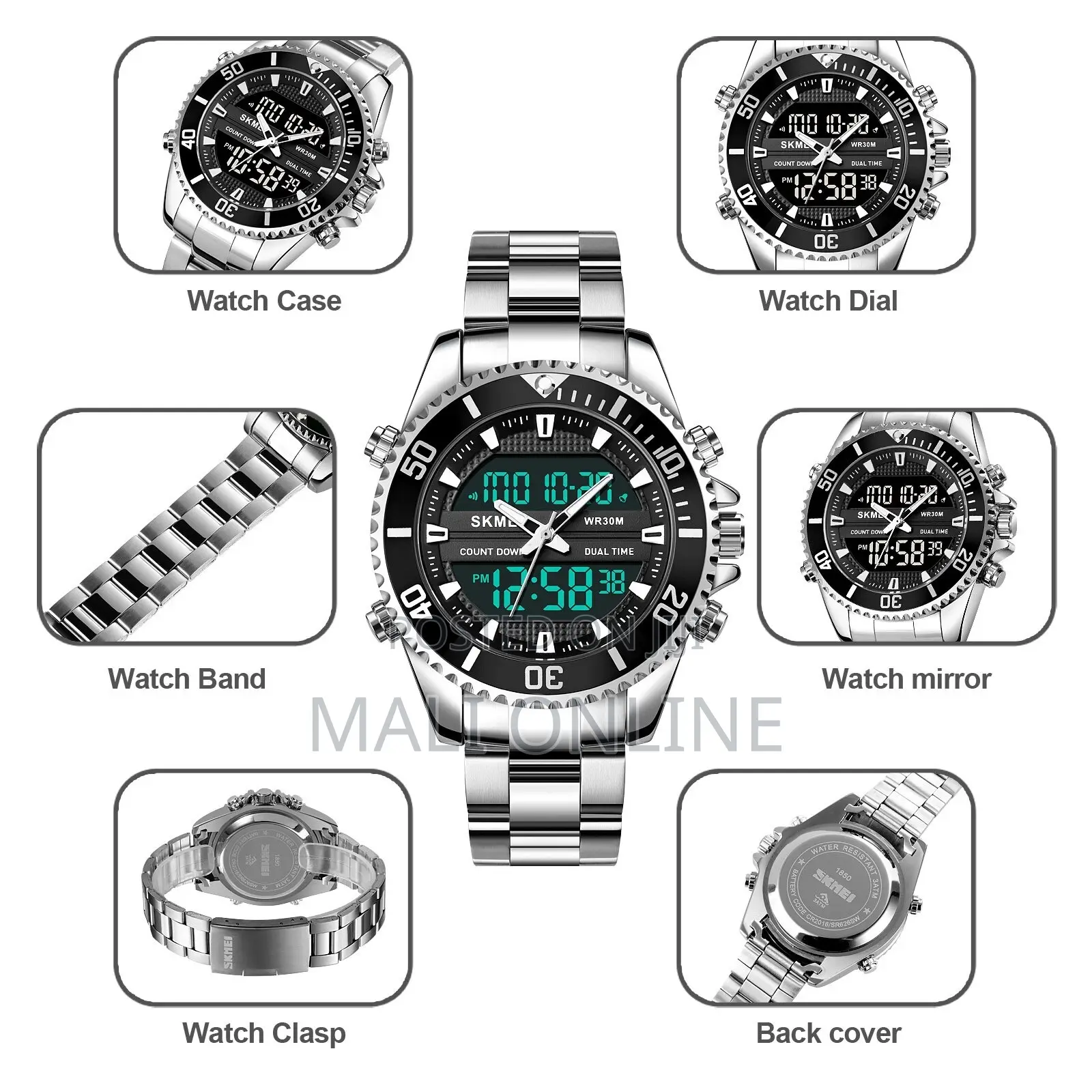 Skmei 1850 Men’S Digital Sports Watch Triple Time Dual Movement