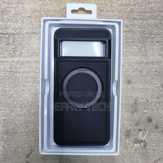 Google Pixel 8 Black Pu Leather Case With Ring Kickstand Compatible Wi