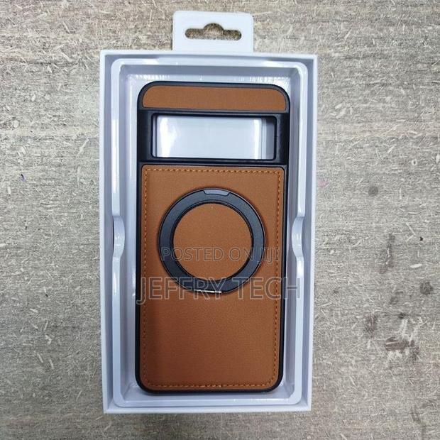 Google Pixel 8 Black Pu Leather Case With Ring Kickstand Compatible Wi - thumbnail 3