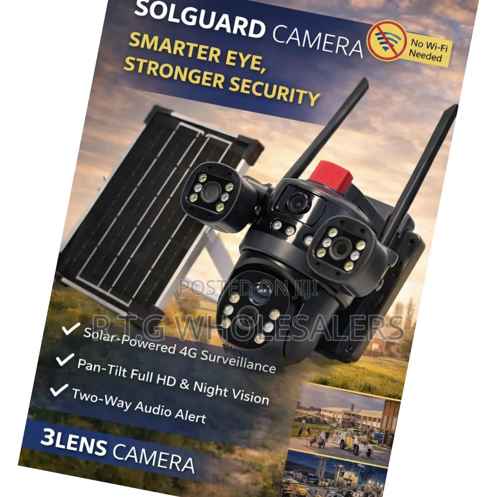 Triple Lens 4g CCTV Camera – 360° Hd Security Solution