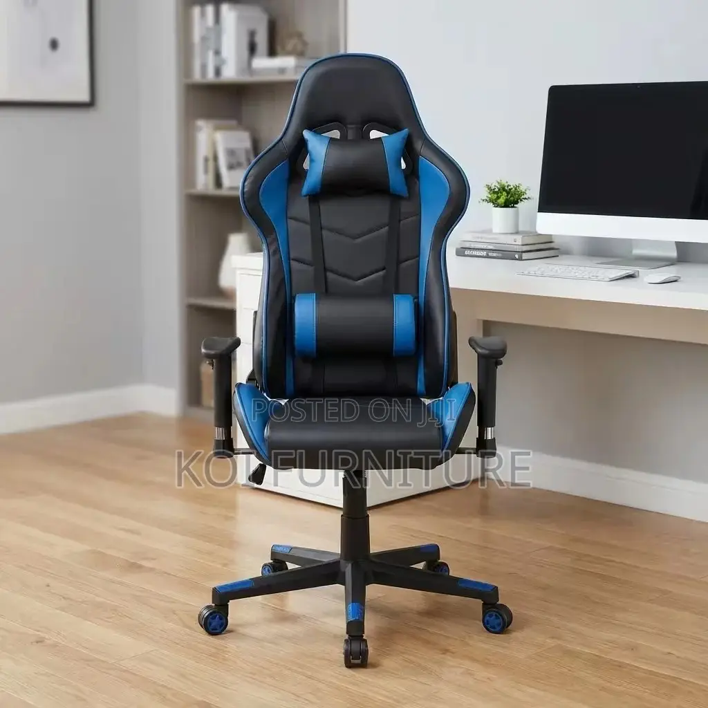 Office Chairs; Blue and Black Fabric Home Office Gaming Stream Chair