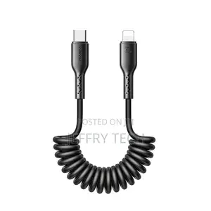 Coiled Fast Charging Data Cable for Car (Type-C to Type-C/Pd) 1.5m-