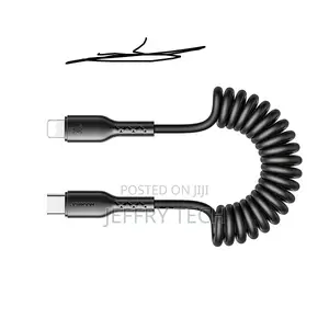 Coiled Fast Charging Data Cable for Car (Type-C to Type-C/Pd) 1.5m-