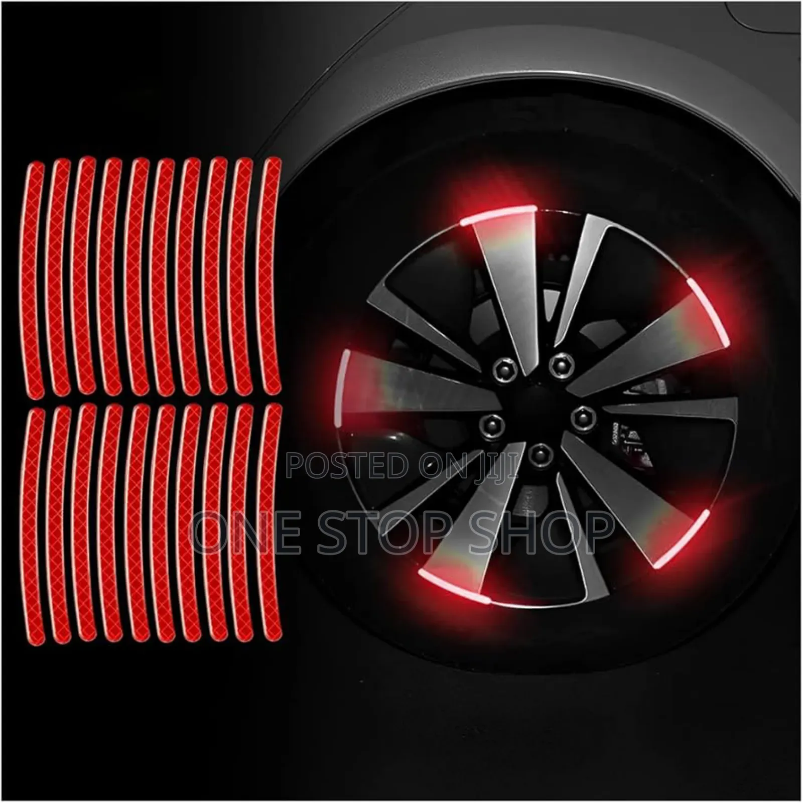 20pcs Red Anti Collision Glow I the Dark Wheel Rim Stickers