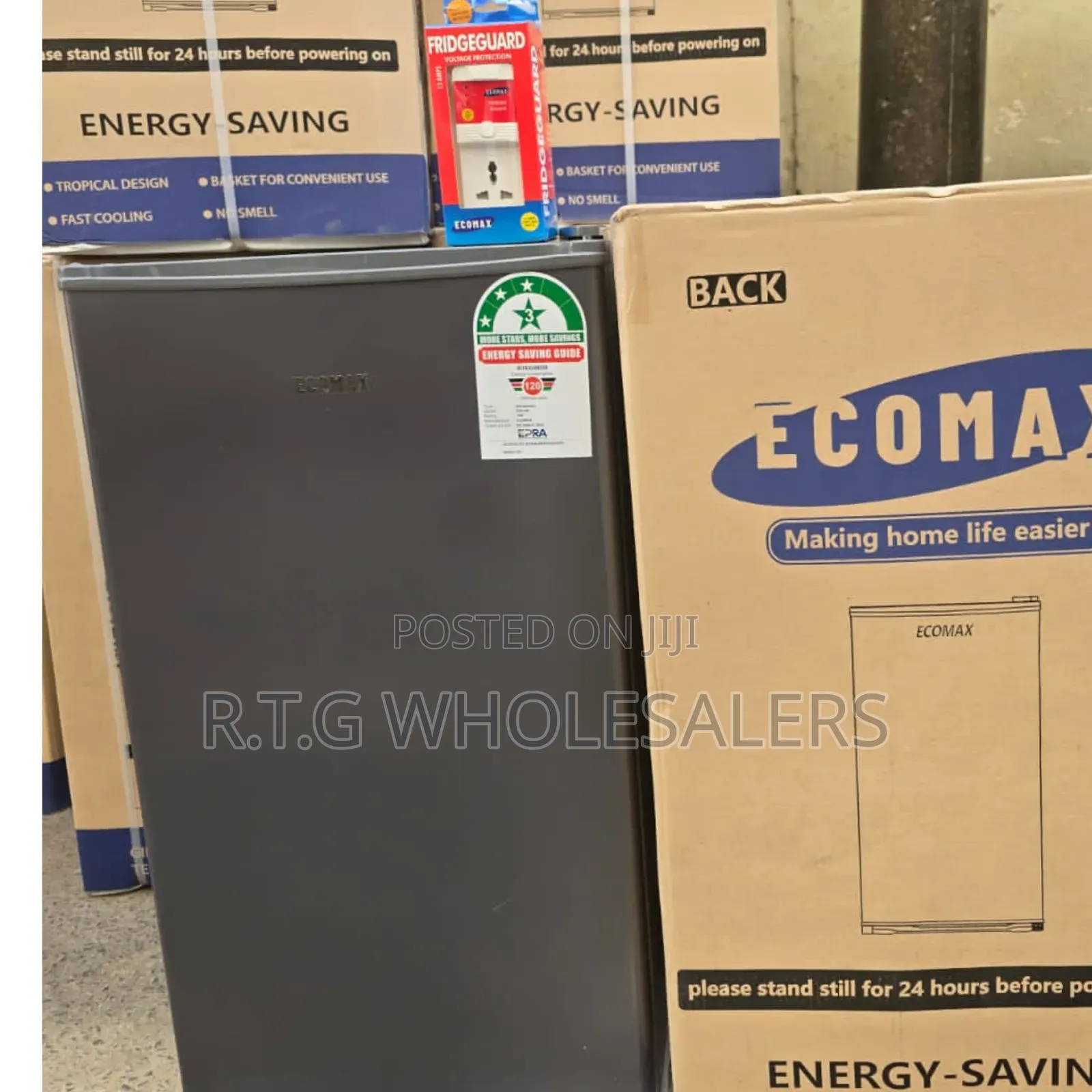 Ecomax 90l Compact Refrigerator Dark Silver With Fridge Guard