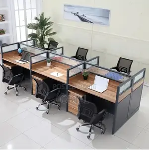 Office Workstations; Modern Collaborative 6-User Workspace Desk
