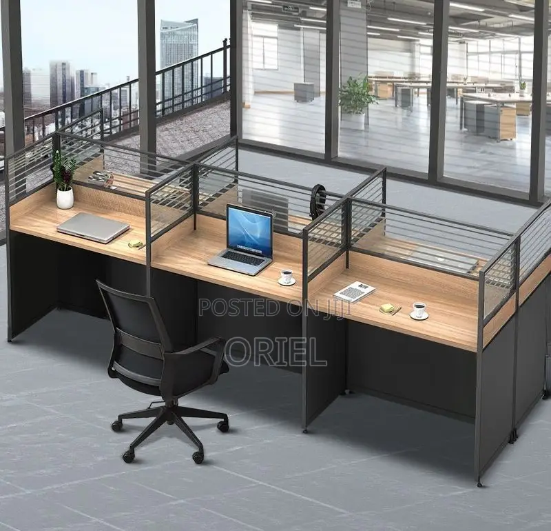 Office Workstations; Modern Collaborative 6-User Workspace Desk