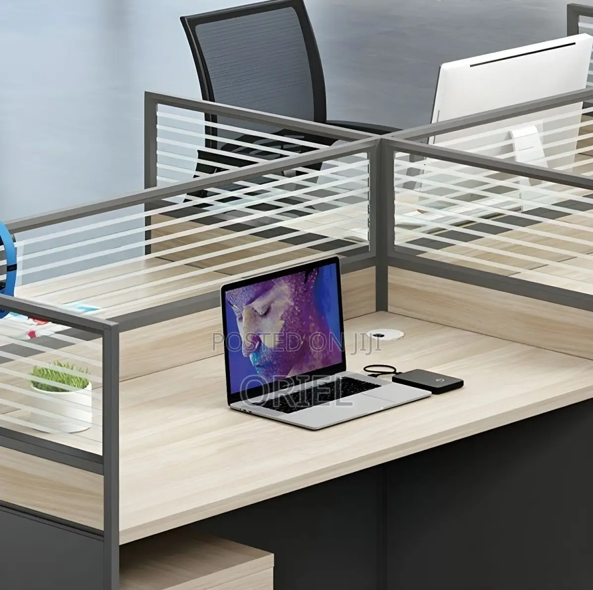 Office Workstations; Modern Collaborative 6-User Workspace Desk