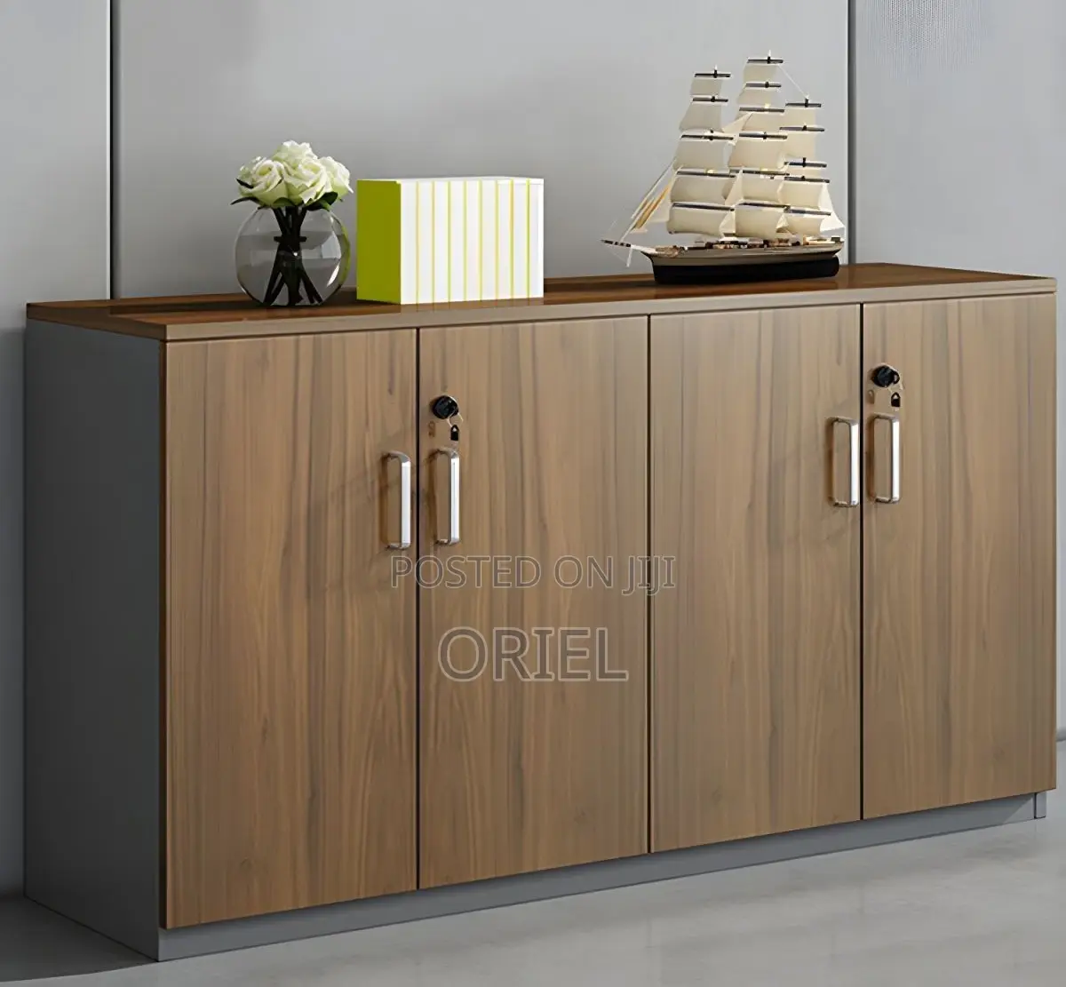 Office Cabinets; Lockable 4-Door Wooden Office Storage Cabinet