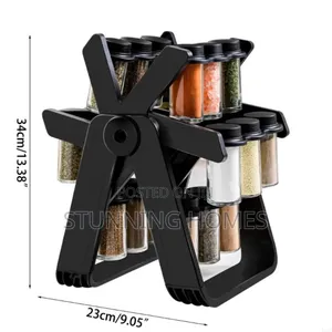 Rotating Spice Rack With 18 Jars