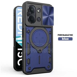 Redmi 15c 4g Blue Case Magnetic Rotating Ring Cover, Protective Phone - thumbnail 2