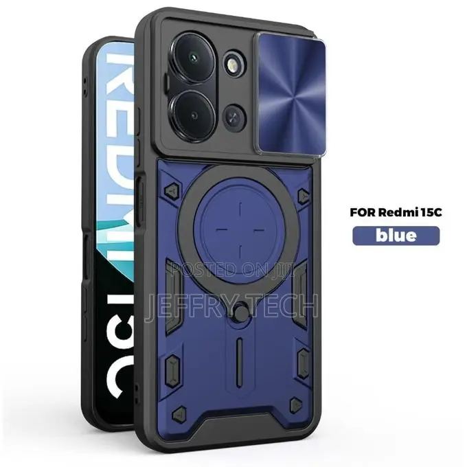 Redmi 15c 4g Blue Case Magnetic Rotating Ring Cover, Protective Phone