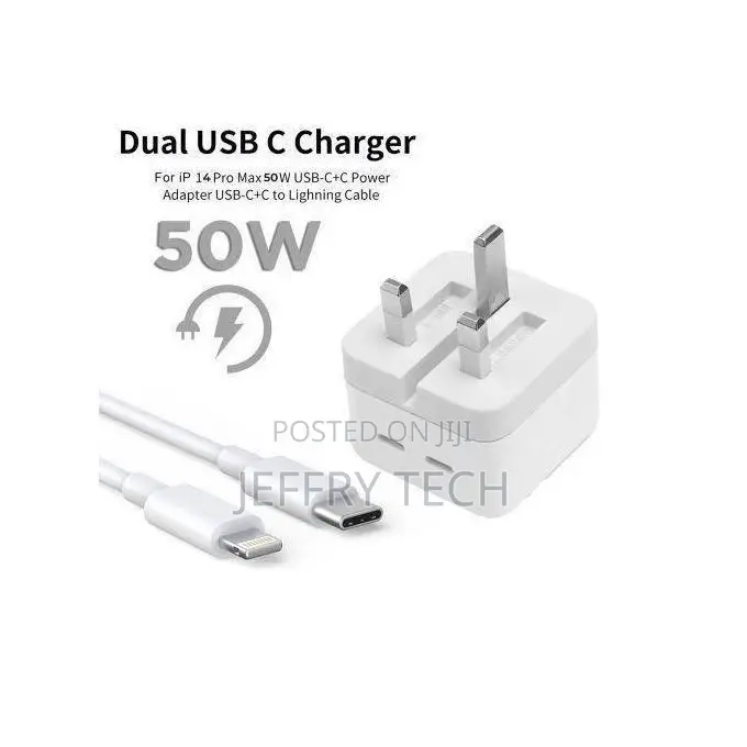 Apple 50w Dual Type C Lighting Super Fast Charger for Ipho