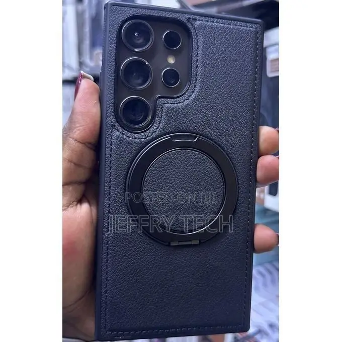 Samsung Galaxy S22 Ultra Premium Magnetic Leather Back Cover With Stan