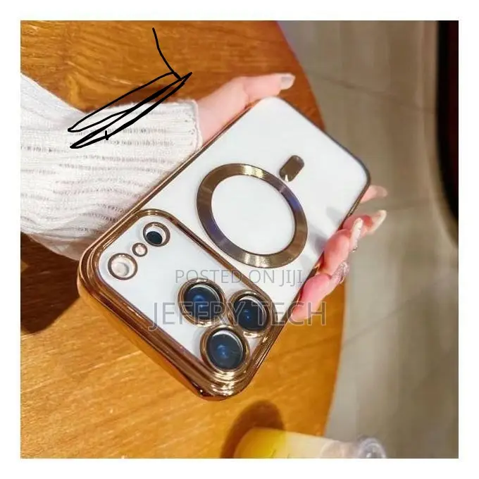 Gold Electroplated Magnetic Transparent Case for iPhone 17 Pro Max
