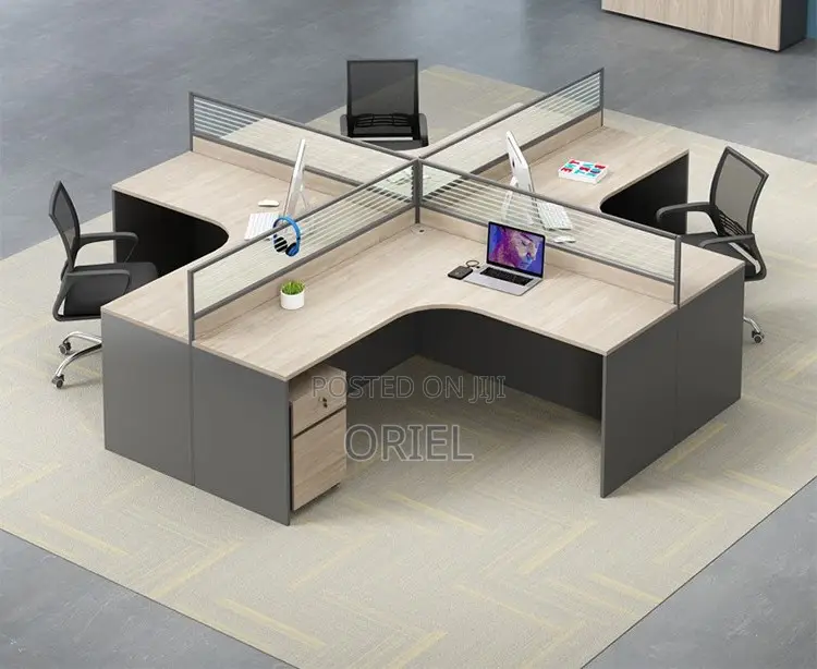 Office Workstation : 4-Way Cubicle Staff Modular Office Workstation