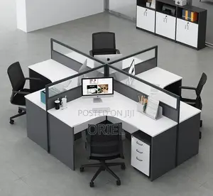 Office Workstation : 4-Way Cubicle Staff Modular Office Workstation