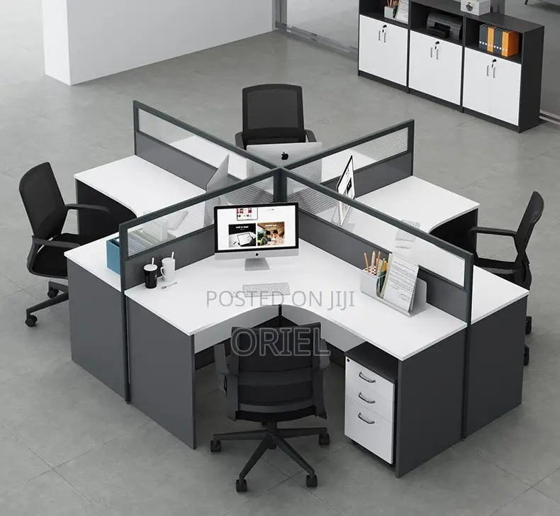 Office Workstation : 4-Way Cubicle Staff Modular Office Workstation