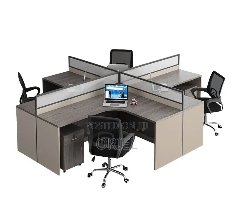 Office Workstation : 4-Way Cubicle Staff Modular Office Workstation